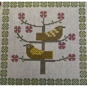 Vintage Danish Embroidery Designs SPRING LOVE BIRDS Embroidery Pattern 5x5